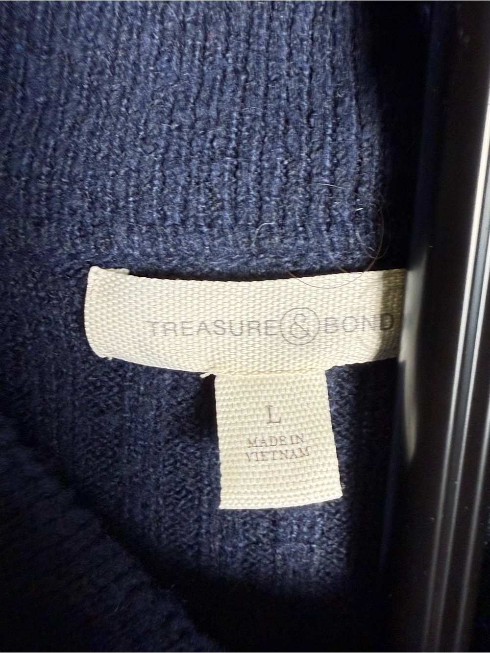 Treasure & Bond Navy Ribbed Button-Front Cardigan - Picture 3 of 5